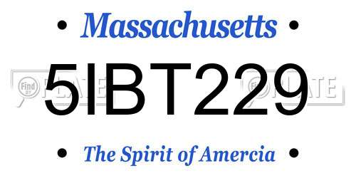 5IBT229 Massachusetts License Plate