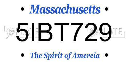 5IBT729 Massachusetts License Plate