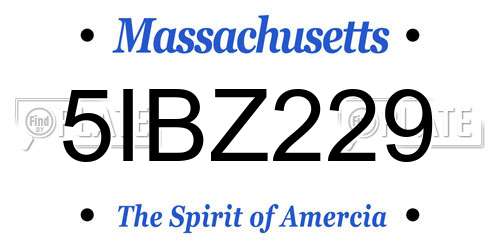 5IBZ229 Massachusetts License Plate