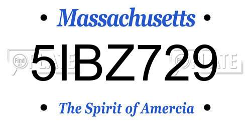 5IBZ729 Massachusetts License Plate
