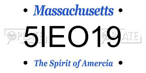 5IEO19 Massachusetts License Plate