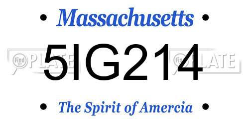 5IG214 Massachusetts License Plate