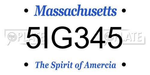 5IG345 Massachusetts License Plate