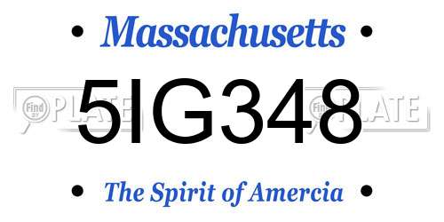 5IG348 Massachusetts License Plate