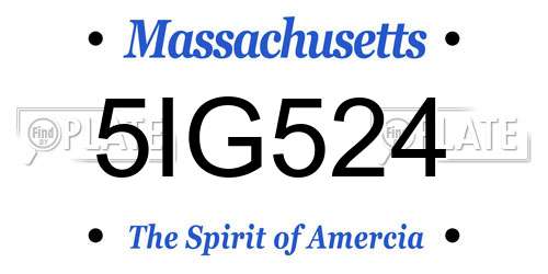 5IG524 Massachusetts License Plate