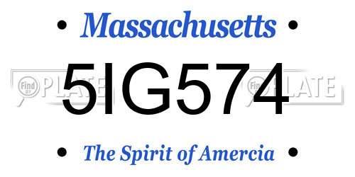 5IG574 Massachusetts License Plate