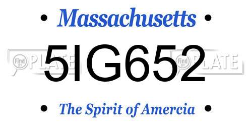 5IG652 Massachusetts License Plate