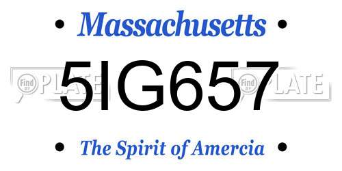5IG657 Massachusetts License Plate