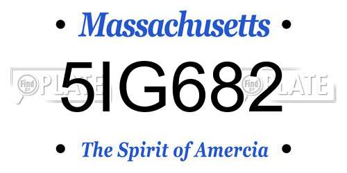 5IG682 Massachusetts License Plate