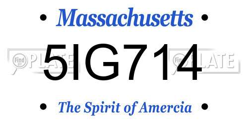 5IG714 Massachusetts License Plate