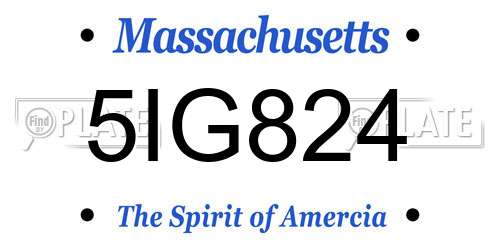 5IG824 Massachusetts License Plate
