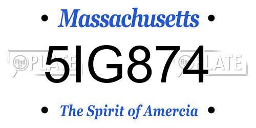 5IG874 Massachusetts License Plate