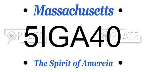 5IGA40 Massachusetts License Plate