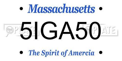 5IGA50 Massachusetts License Plate