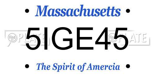 5IGE45 Massachusetts License Plate