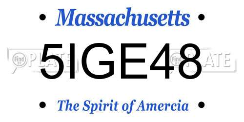 5IGE48 Massachusetts License Plate