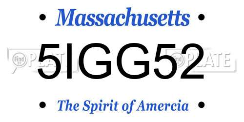 5IGG52 Massachusetts License Plate