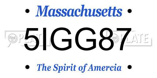 5IGG87 Massachusetts License Plate