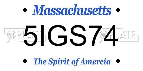 5IGS74 Massachusetts License Plate