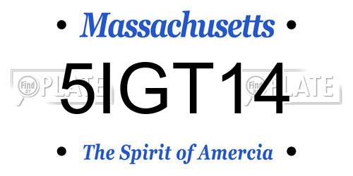 5IGT14 Massachusetts License Plate