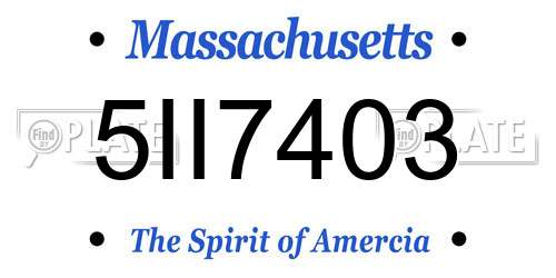 5II7403 Massachusetts License Plate
