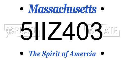5IIZ403 Massachusetts License Plate