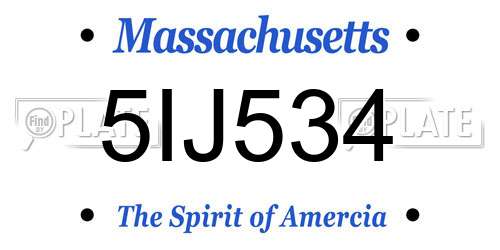 5IJ534 Massachusetts License Plate
