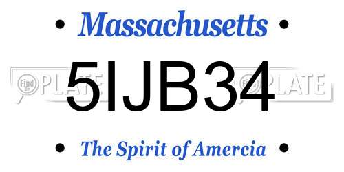 5IJB34 Massachusetts License Plate