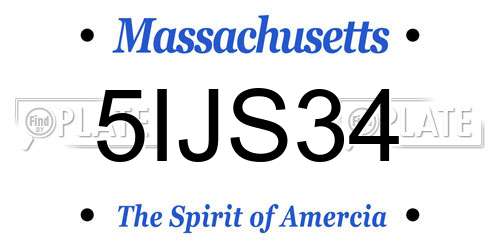 5IJS34 Massachusetts License Plate
