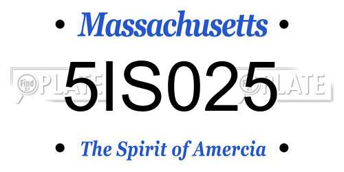 5IS025 Massachusetts License Plate