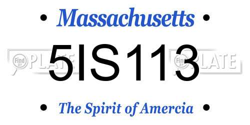 5IS113 Massachusetts License Plate