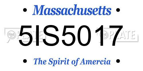 5IS5017 Massachusetts License Plate