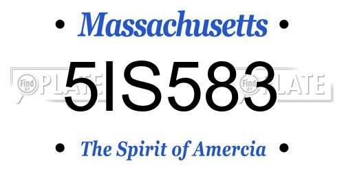 5IS583 Massachusetts License Plate