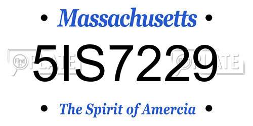 5IS7229 Massachusetts License Plate