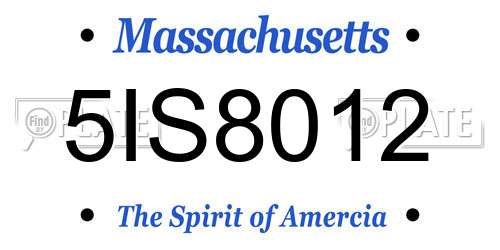 5IS8012 Massachusetts License Plate