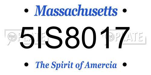 5IS8017 Massachusetts License Plate