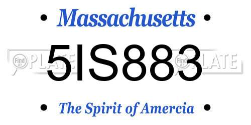 5IS883 Massachusetts License Plate