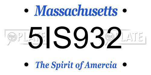 5IS932 Massachusetts License Plate
