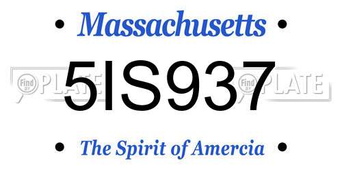 5IS937 Massachusetts License Plate