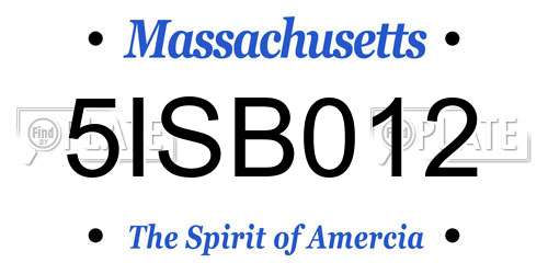 5ISB012 Massachusetts License Plate