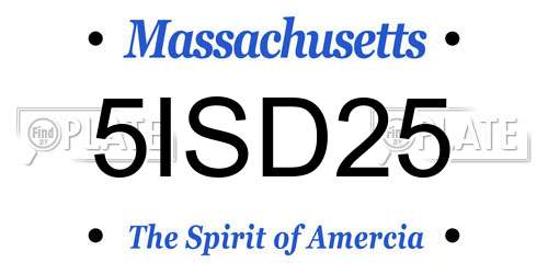 5ISD25 Massachusetts License Plate