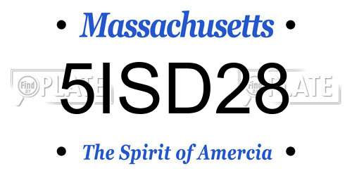 5ISD28 Massachusetts License Plate