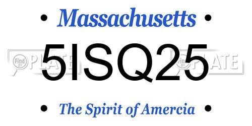 5ISQ25 Massachusetts License Plate