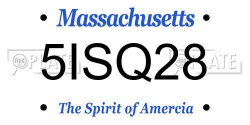 5ISQ28 Massachusetts License Plate