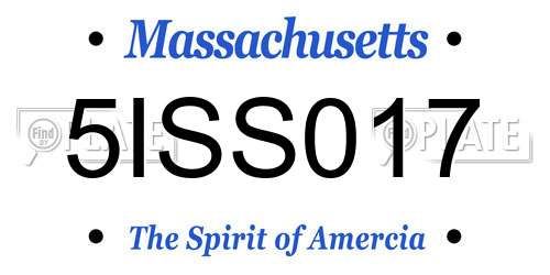 5ISS017 Massachusetts License Plate