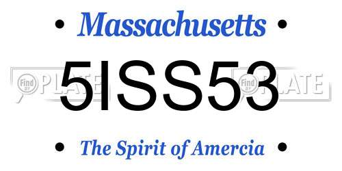 5ISS53 Massachusetts License Plate