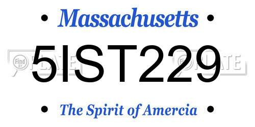 5IST229 Massachusetts License Plate