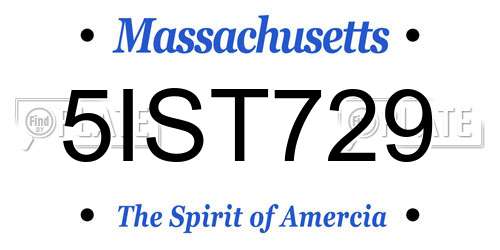 5IST729 Massachusetts License Plate