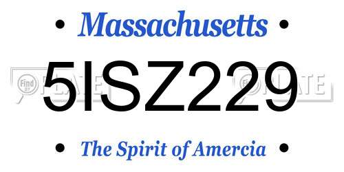 5ISZ229 Massachusetts License Plate