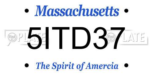 5ITD37 Massachusetts License Plate